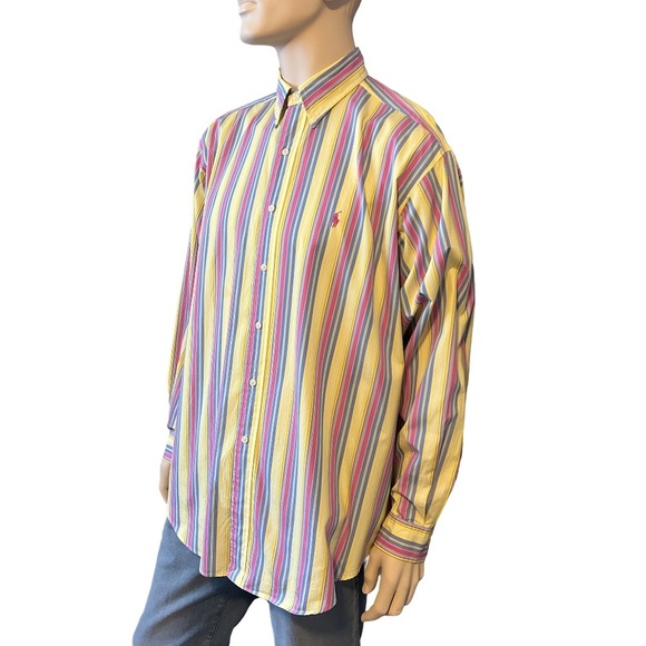 Ralph Lauren Shirt Dress Casual Versatile 100% Cotton Colourful Stripe Polo Logo - Picture 5 of 13